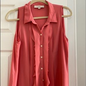 Loft sleeveless ruffle blouse